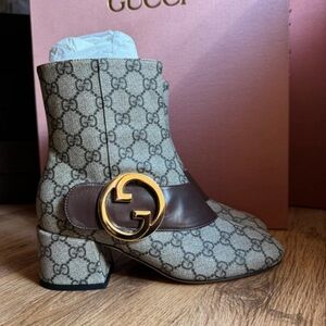 Gucci Women's Tan and Brown GG Ankle Boots
